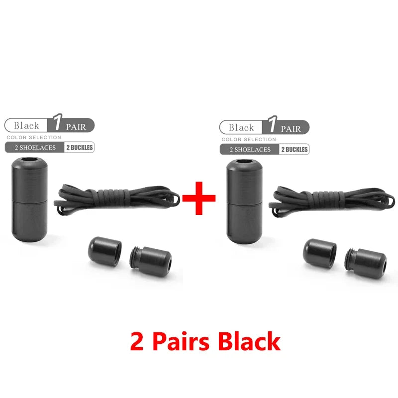 Elastic No Tie Shoelaces - Quick Lock Metal Laces for Kids & Adults Sneakers, Lazy Shoe Strings