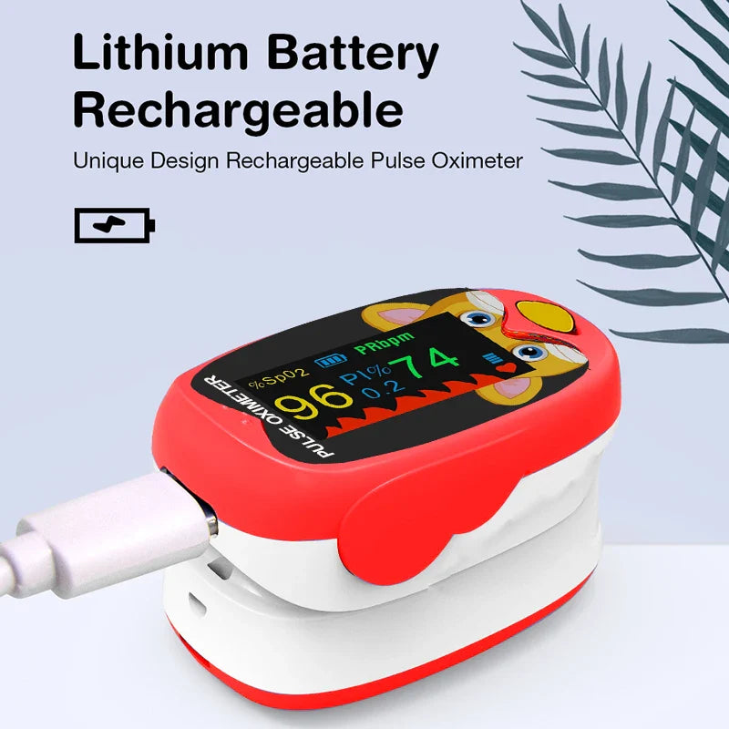 Handheld Finger Pulse Oximeter for Kids – LED TFT Screen, USB Blood Oxygen Monitor for Babies and Pediatrics