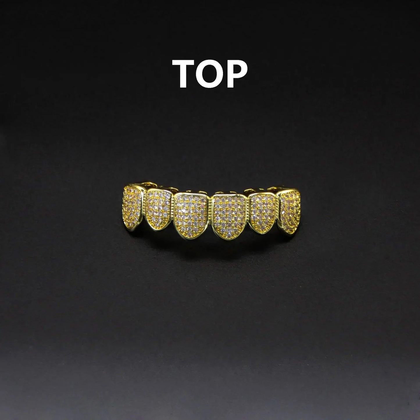 HipHop CZ Teeth Set – Unisex Gold & Silver Top/Bottom Mouth Caps, Removable Dental Fashion Jewelry