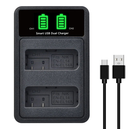 EN-EL14/EN-EL14a Battery Charger – Compatible with Nikon D5200, D3100, D3200, D5100, P7000 Series
