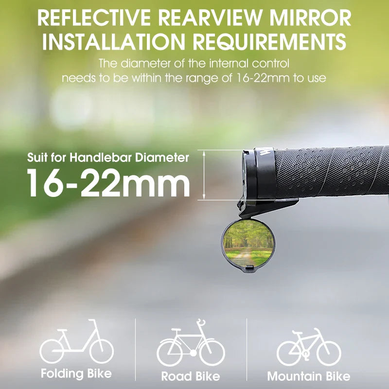 WEST BIKING Adjustable Bicycle Rearview Mirror – Universal Convex Handlebar End Mirror for MTB & Road Bikes