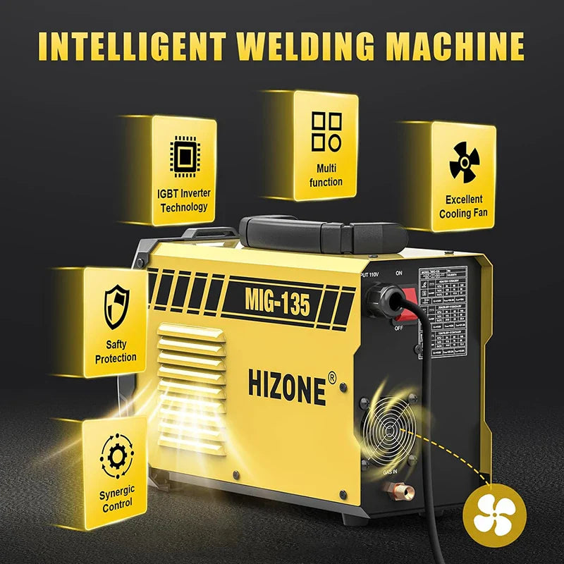 HIZONE 3-in-1 Mig Welding Machine – Intelligent Inverter Portable Welding Equipment 110V