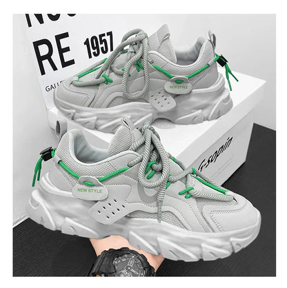 Men's Breathable Casual Sneakers - Thick Soled Soft Soles Tennis Shoes for Outdoor Running & Comfort