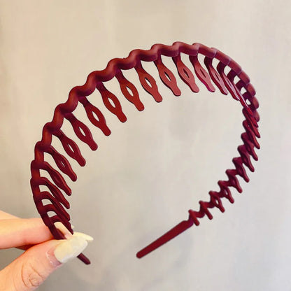 Elegant Solid Color Wave Hairbands for Women – Toothed Non-slip Hair Combs, Face Wash & Sports Headbands, Hair Accessories for Girls
