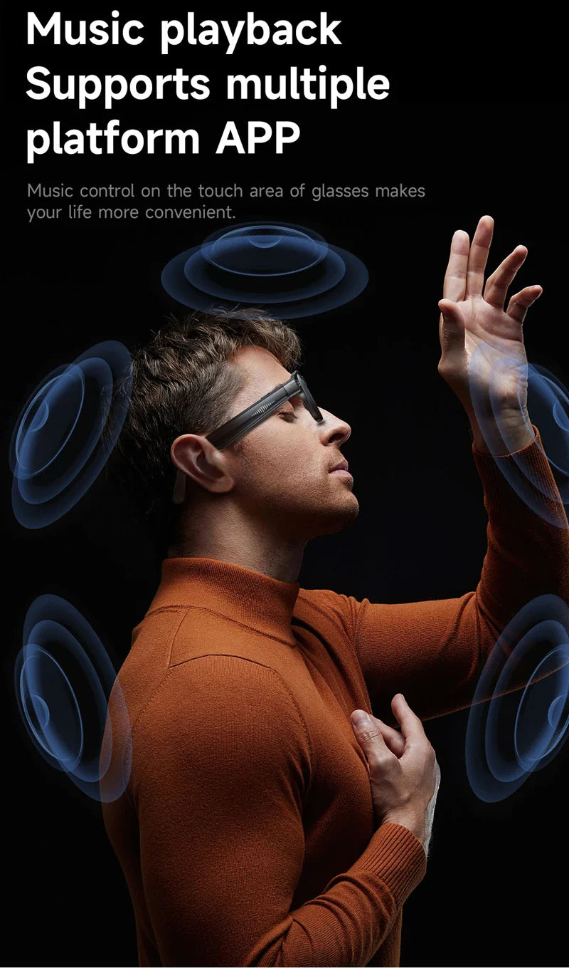 AI Smart Glasses — 8MP Camera Bluetooth Sunglasses with Audio, Video, Calls, Music Player, Multifunctional Wearable