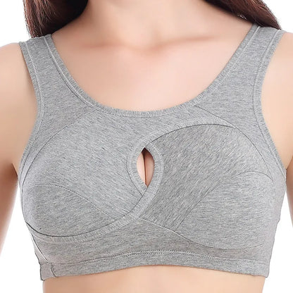 Plus Size Women’s Cotton Bra S-6XL – Sexy Hollow-Out Seamless Bralette with Removable Pads, Comfortable Gathered Underwear