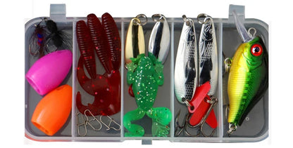 Fishing Lure Kit Set - Hard Wobblers, Metal Jig Spoons & Soft Silicone Baits for Anglers