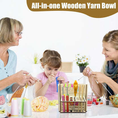 DIY All-in-One Wooden Yarn Bowl – Crochet Organizer & Knitting Storage Dispenser, Ideal for Yarn and Thread