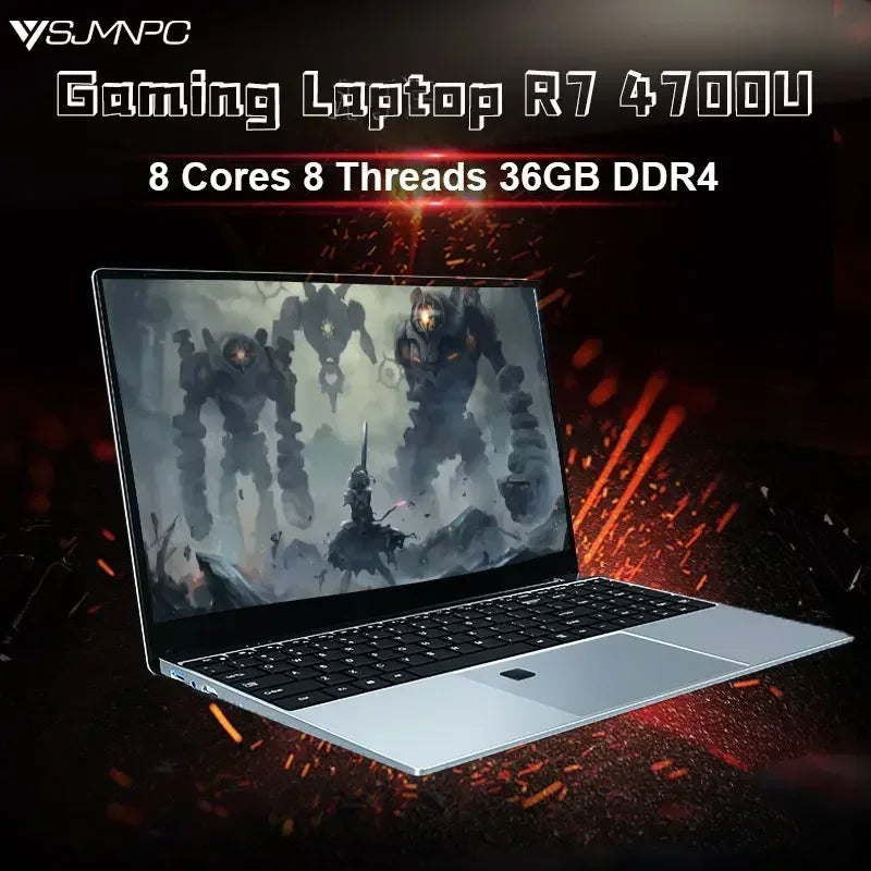 2024 Ultrabook Laptop 15.6-Inch - AMD R7 4700U/R5 4500U, 36GB DDR4, 2TB, Backlit Keyboard, Fingerprint Unlock, Windows OS Gaming Notebook