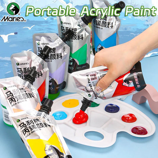 Marie's 100ml Acrylic Paint Set – Waterproof Assorted Colors for DIY Crafts, Rock, Wood & Professional Artist Painting