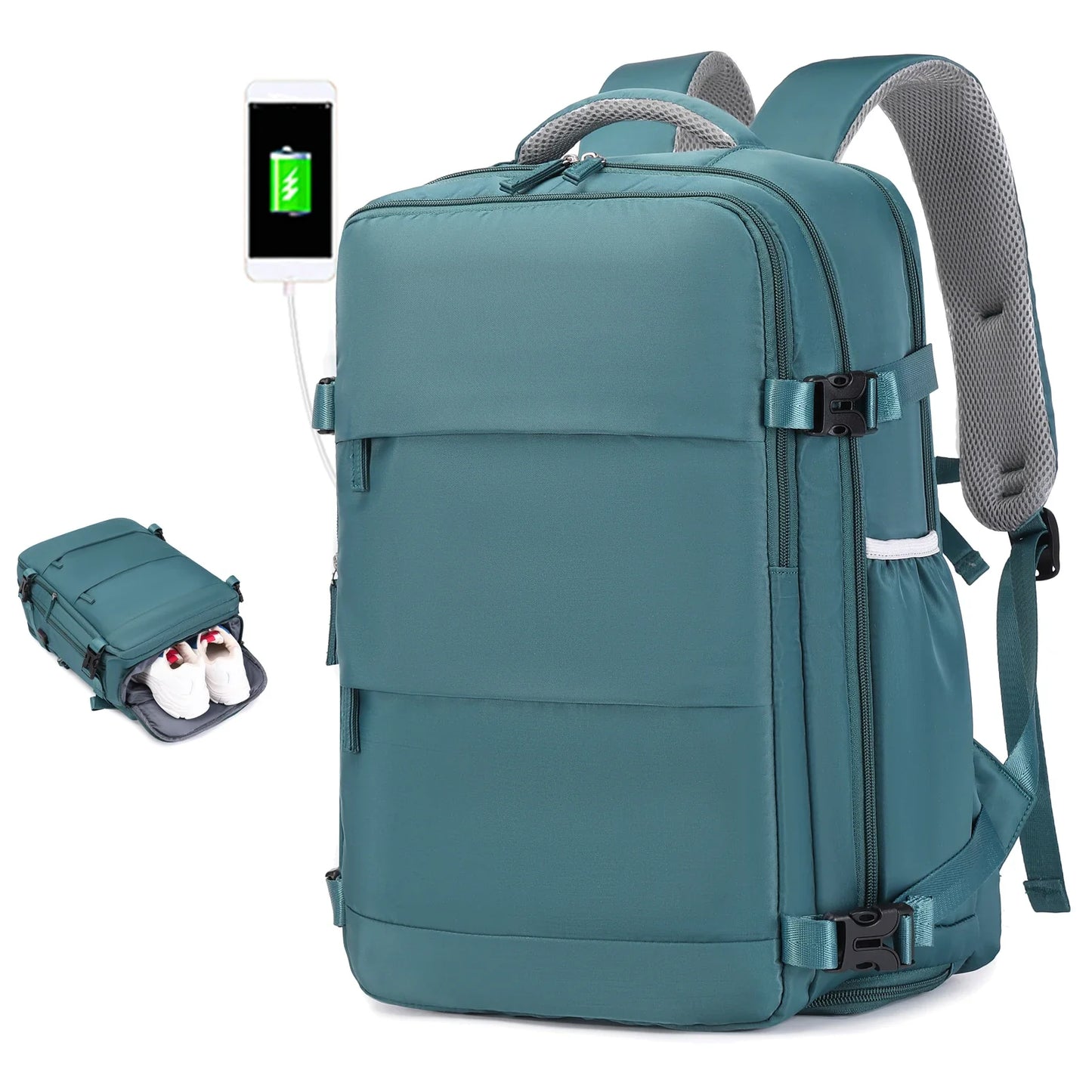 Travel Backpack with 15.6-Inch Laptop Compartment - Waterproof Design and Shoe Storage, Unisex Backpack