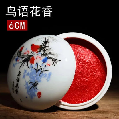 Authentic Chinese Calligraphy Inkpad – Red Cinnabar Seal Printing Mud in Ancient Style Ink Box
