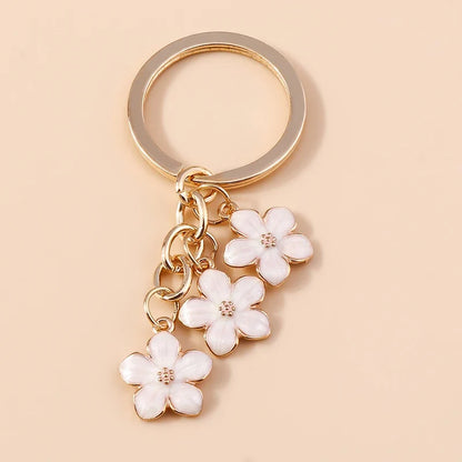 Sakura Flower Enamel Keychain - Colorful Cute Key Ring Handbag Accessory Gift for Women & Girls