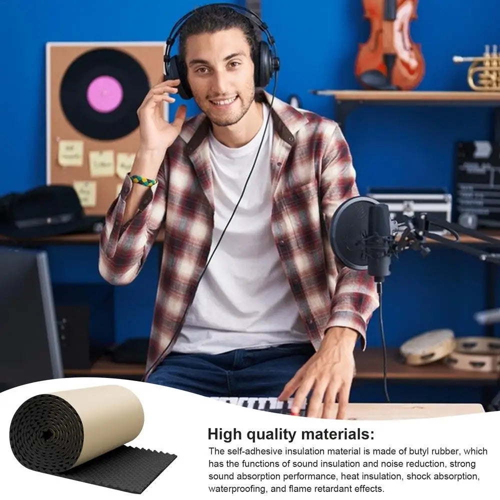 Self-Adhesive Sound Absorbing Acoustic Panels Waterproof Soundproof Pads for Car & Studio