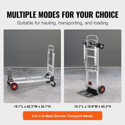 VEVOR Lightweight Folding Hand Truck 400 lbs Capacity Dolly with Wheels for Moving & Warehouse Use   1/2