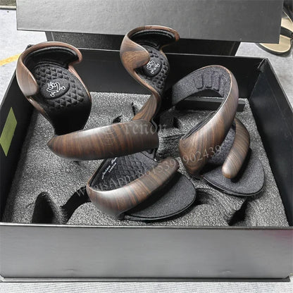 Women's Blue Snake Gladiator Sandals - Patent Mixed-Color Ribbon Design Slip-On High Heel Shoes