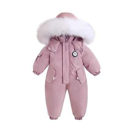 Winter Baby Ski Suit - Warm Waterproof Velvet Jumpsuit for Boys & Girls, 1–5 Years