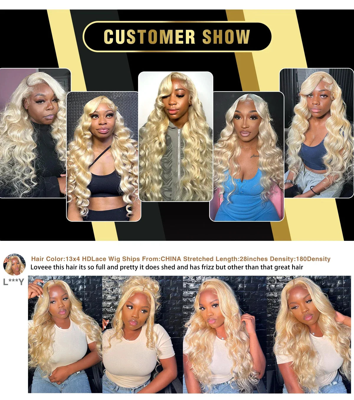 613 Honey Blonde Body Wave HD Lace Front Wig – 13x6 Transparent Glueless Human Hair Wig, 13x4 Lace Frontal, 180 Density