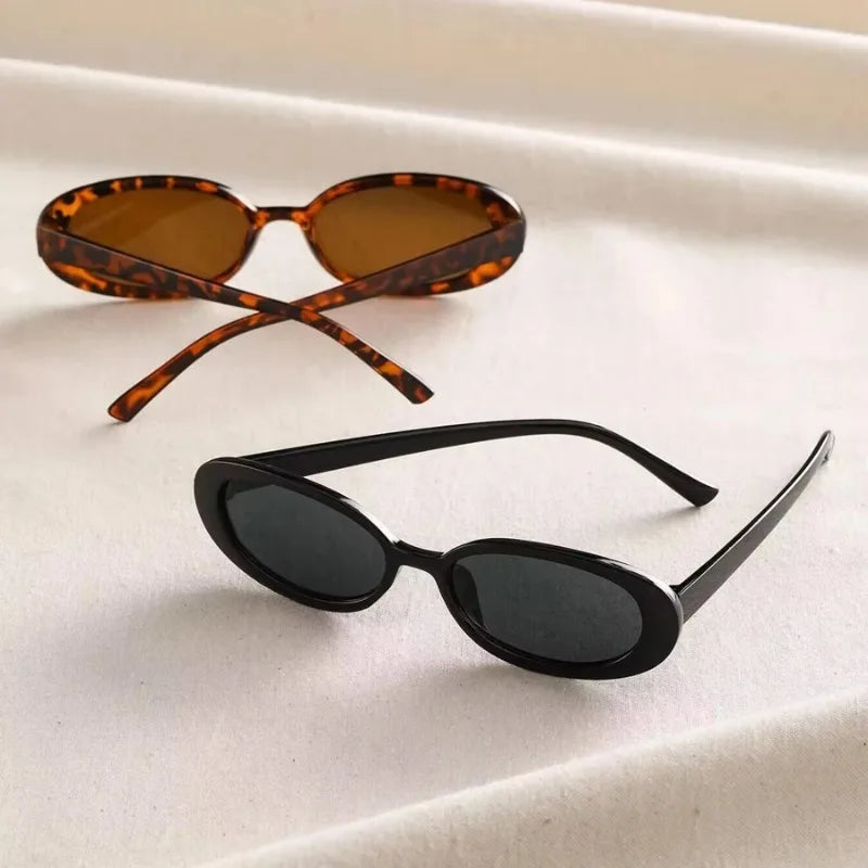 Vintage Small Oval Sunglasses for Women – Luxury Brand Designer Retro Black & Red UV400 Eyewear