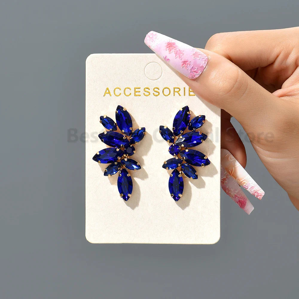 2025 Luxury Green Rhinestone Earrings – Vintage Geometric Wing Statement Jewelry for Women