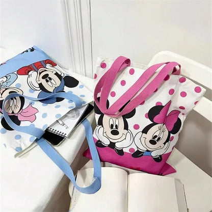 Lightweight Disney Mickey & Minnie Canvas Tote Bag – Large Capacity Durable Shoulder Bag for School, Work & Everyday Use