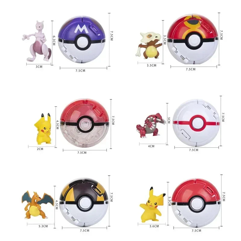 Pokemon Pokeball Figurine — Anime Action Figures including Pikachu & Charizard, Kids Collectible Toy Gift