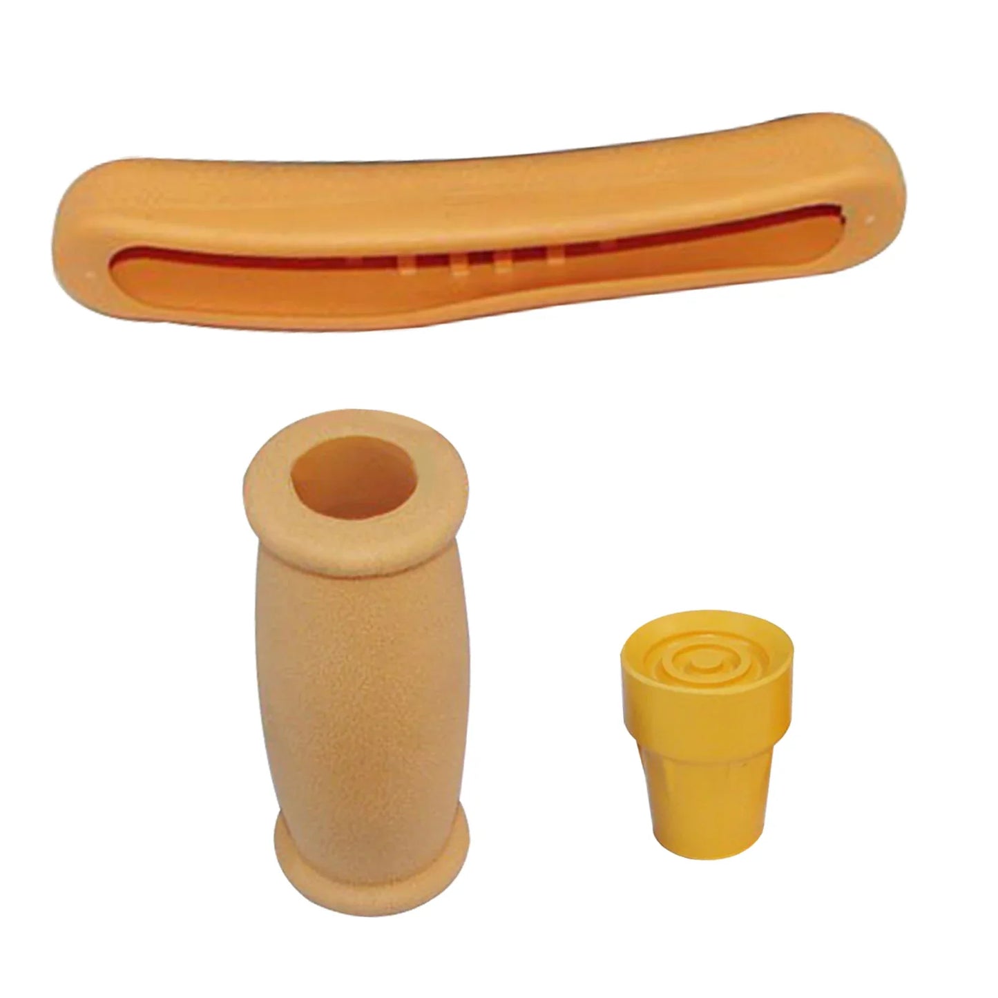 2-Piece Crutch Accessory Kit — Gray Rubber Crutch Pads, Handle Grip Covers & Tip Covers Replacement Parts