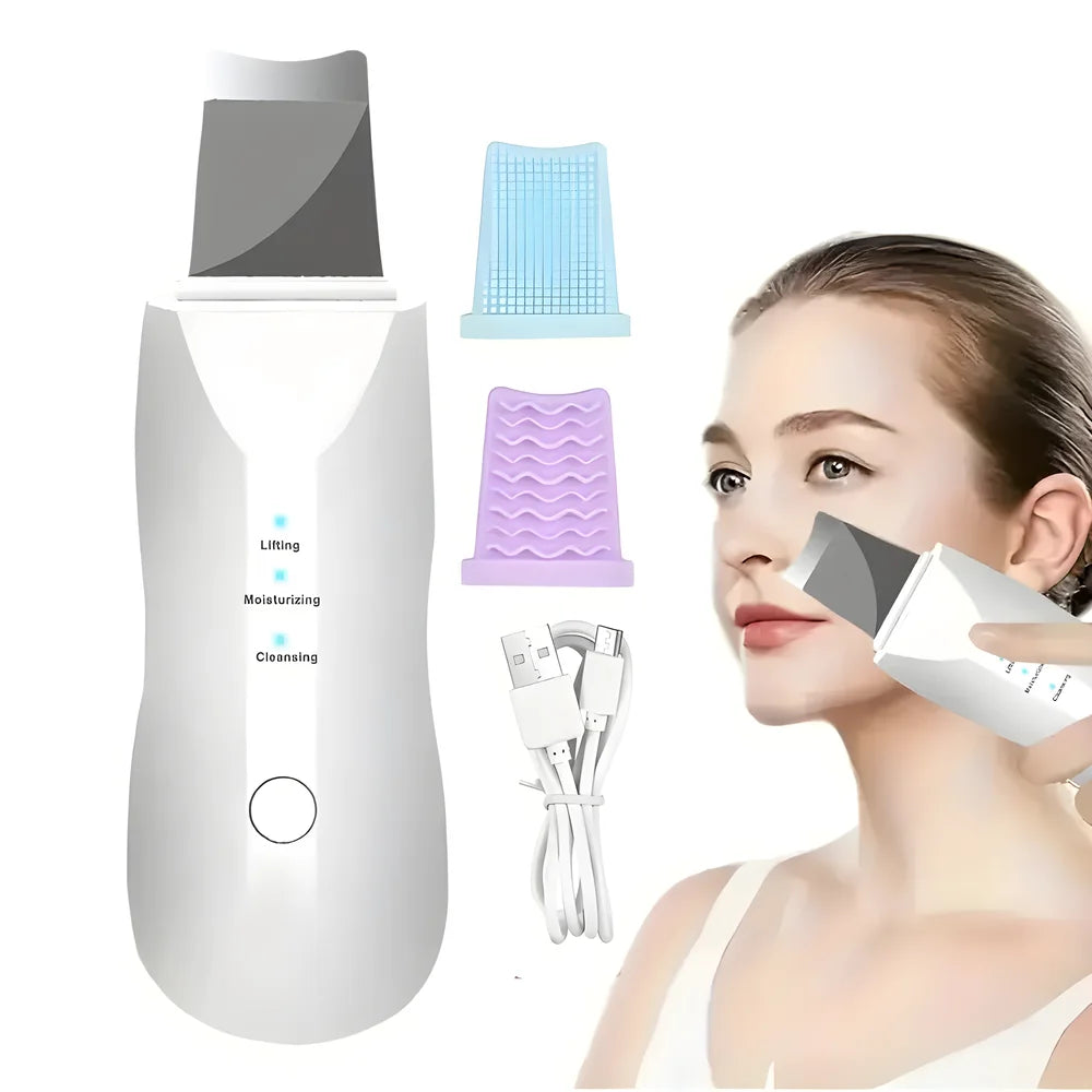 Deep Vibrating Skin Scrubber Facial Cleaner Spatula – Blackhead Remover & Pore Peeling Ultrasonic Facial Massager Tool