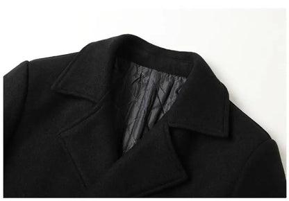 Men’s Double Breasted Wool Blend Winter Coat – Thick Warm Long Trench Overcoat (EU Sizes)