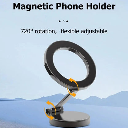 Car Magnetic Folding Phone Holder - 360° Rotation, Suction Cup Mount, Anti-Shake Bracket for Navigation