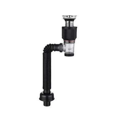 Flip-Top Kitchen Sink Drain with Retractable Deodorizing Filter - Anti-Clogging Flexible Downspout Bathroom Sink Accessory