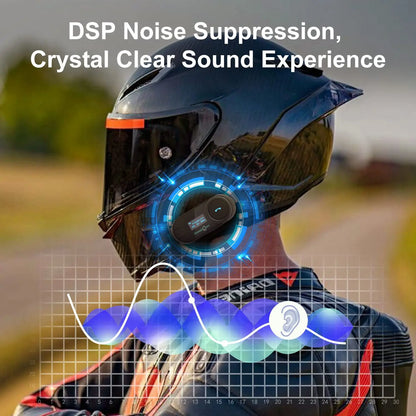 Freedconn T Com SC Bluetooth Motorcycle Intercom – Helmet Headset, Wireless Communication, BT 5.0, Music Share, 6 Riders, FM
