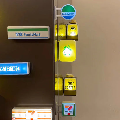 Coffee Shop Magnetic Fridge Stickers – Creative Convenience Store Light Signs, Luminous 711 Light Box Home Decor