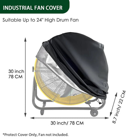 Heavy Duty Industrial Drum Fan Cover for 18-20 Inch & 24 Inch High Velocity Floor Fans – Dustproof Outdoor Protective Cover