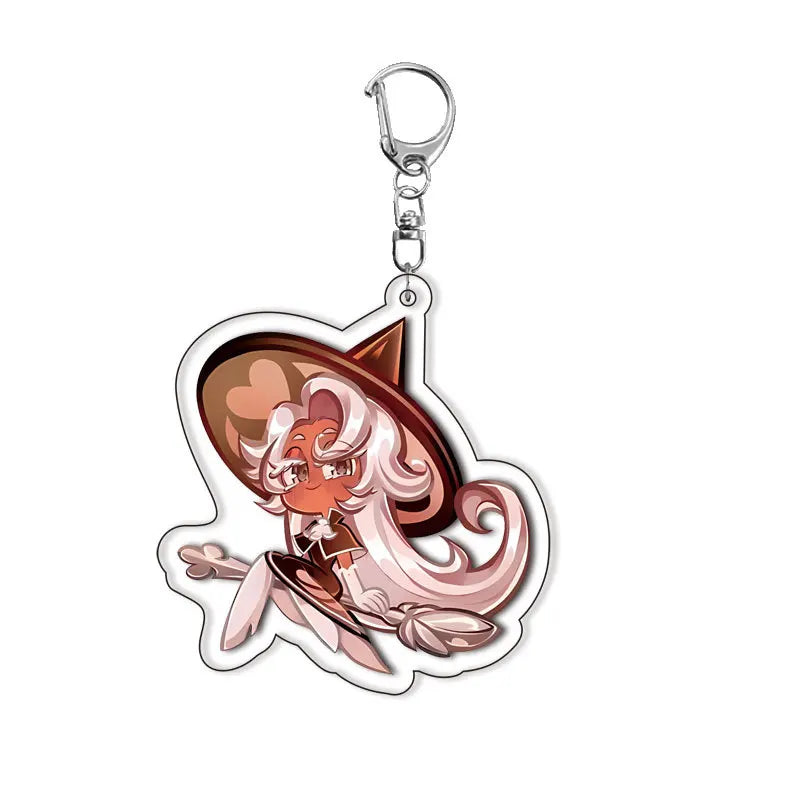 Cookie Run Kingdoms Camellia Cookie Acrylic Keychain – Candy Milk Shadow & Pure Vanilla Bag Accessory Gift