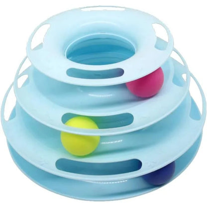 4-Tier Rotating Cat Toy - Multi-Level Rolling Ball Tower for Indoor Cats with Non-Slip Base