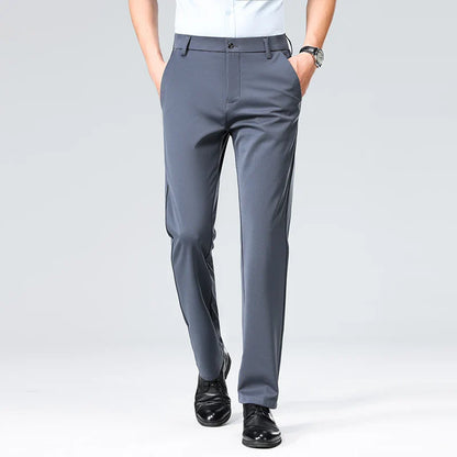 Men's Summer Fashion Suit Pants – Thin Business Casual Elastic Straight Leg Formal Trousers | Plus Size 28-42