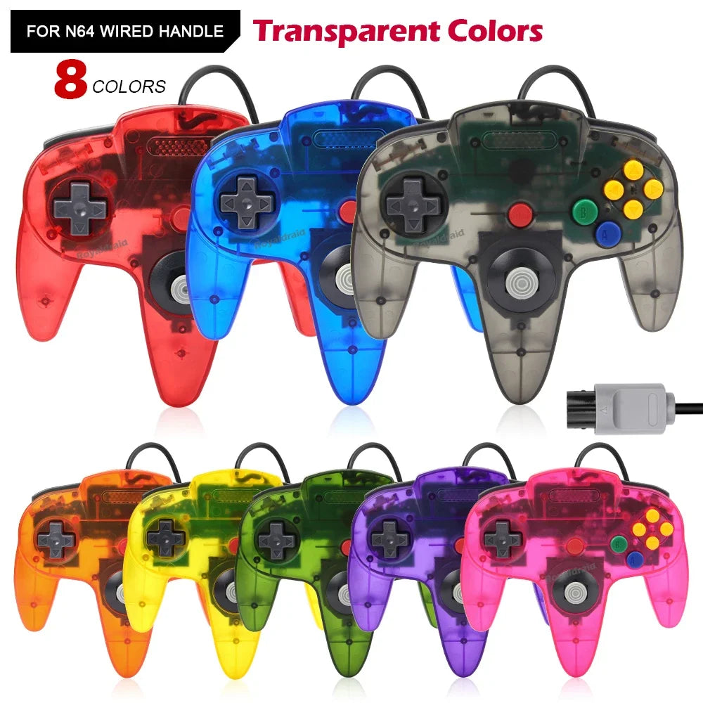 8 Color Classic Wired N64 Controller - Retro Gaming Joystick Remote Control Gamepad for N64 Console