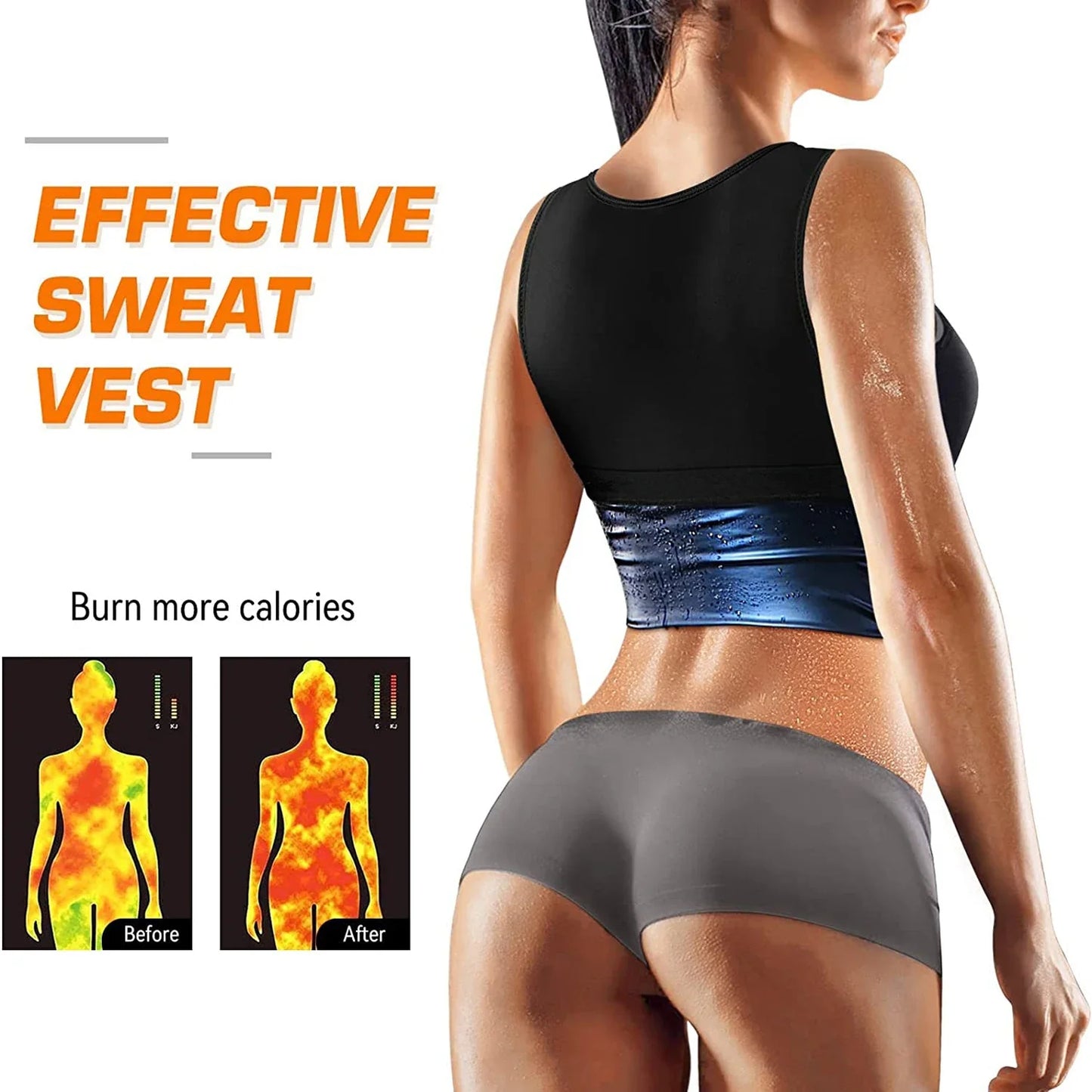 Women's Sweat Vest Sauna Suit | Sauna Shirt Shapewear | Blue Sweat Enhancing Top