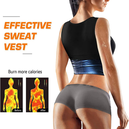 Women's Sweat Vest Sauna Suit | Sauna Shirt Shapewear | Blue Sweat Enhancing Top