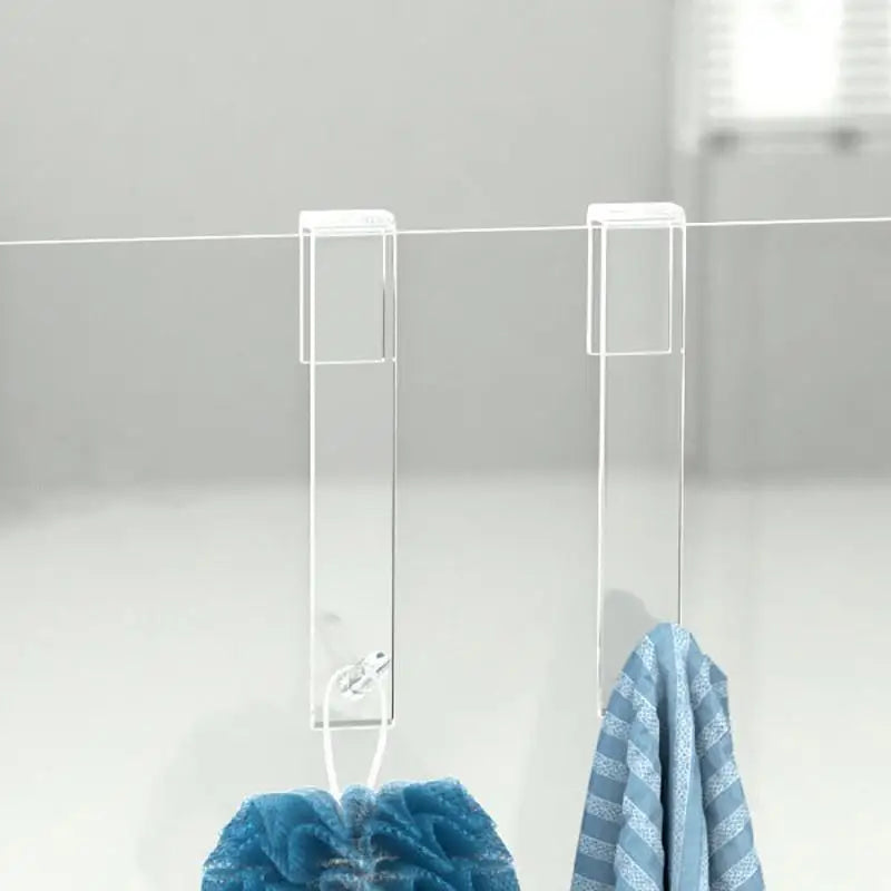 Stainless Steel S-Shape Over Glass Door Shower Towel Rack - Bathroom Bathrobe Hanger Holder Hooks