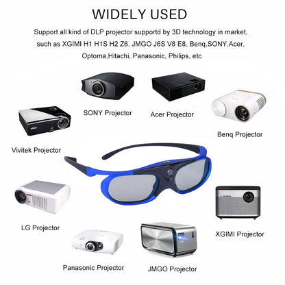 Universal DLP-Link 3D Glasses – USB Rechargeable Active Shutter Eyewear for Projectors | Compatible with Xgimi, Optoma, LG, Acer, BenQ & JMGO DLP-Link 3D Viewing Glasses