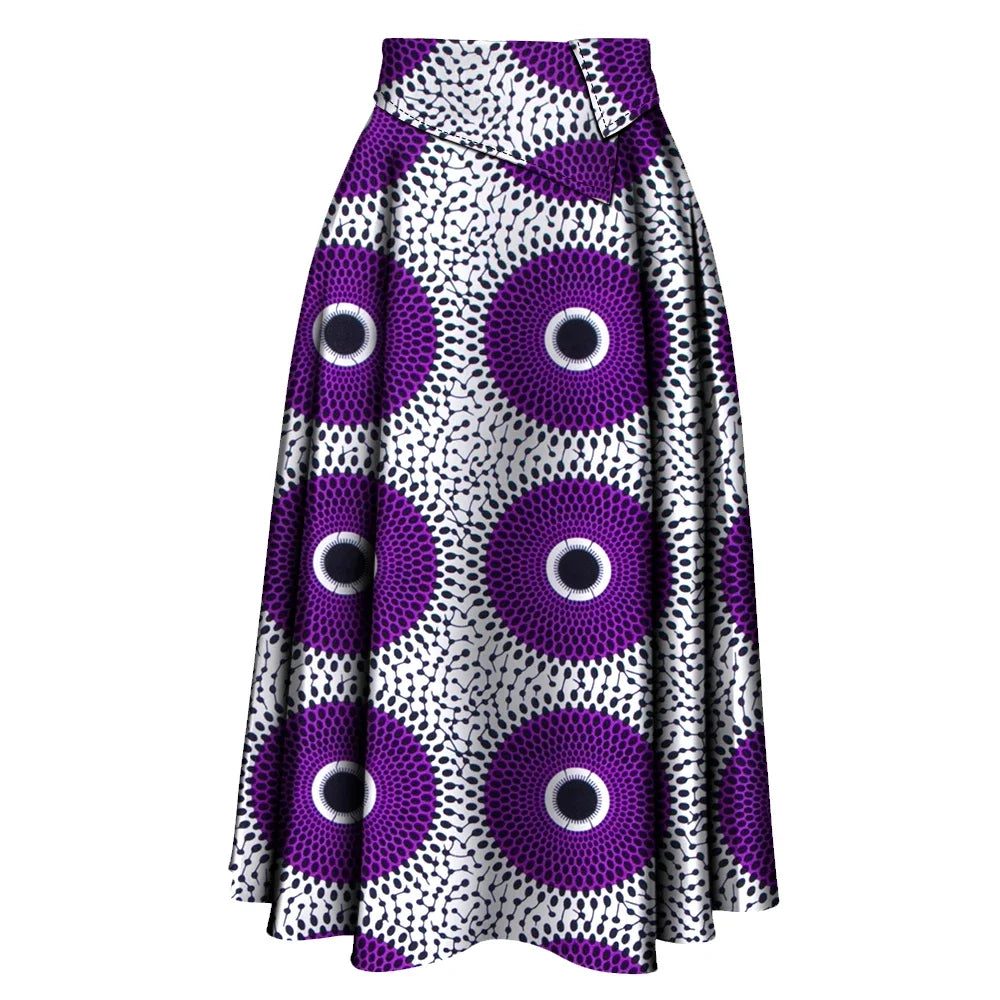 African Ankara Skirt for Women - High Waist Long Printed Party Skirt