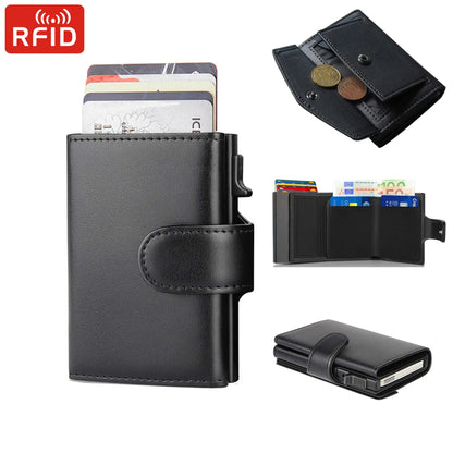 RFID Microfiber Leather Men’s Trifold Wallet – Slim Fashion Card Holder with Coin Pocket and Money Bag
