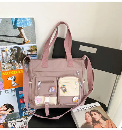 Waterproof Canvas Women’s Handbag – Nylon Shoulder Tote, Oxford Crossbody Messenger Bag for Girls