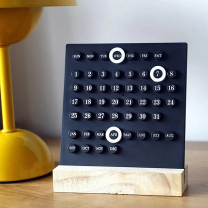 Handmade DIY Calendar: Acrylic Wooden Base Office & Home Decor - Small Ornamental Digital Desk Accessory