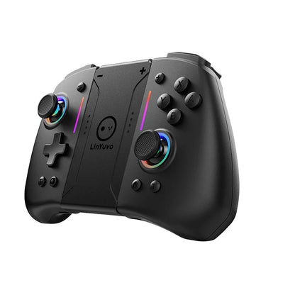 LinYuvo KS42 Meteor Light Wireless Joypad — RGB 8-Color Controller with Programmable Turbo & Vibration for Switch/Lite/OLED