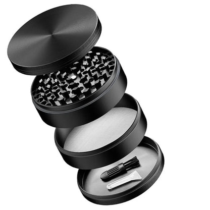 75mm (3") 4-Layer Zinc Alloy Herb Grinder — 4-Piece Large Spice & Smoking Crusher
