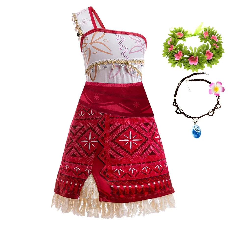 Disney Moana Princess Dress - Girls Vaiana Ocean Adventure Halloween Cosplay Costume