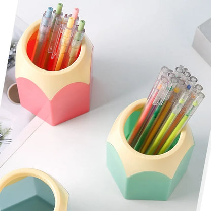 Cute Pencil Holder Desk Organizer - Large-Mouth Storage Box for Pens, Stationery & Makeup Brushes